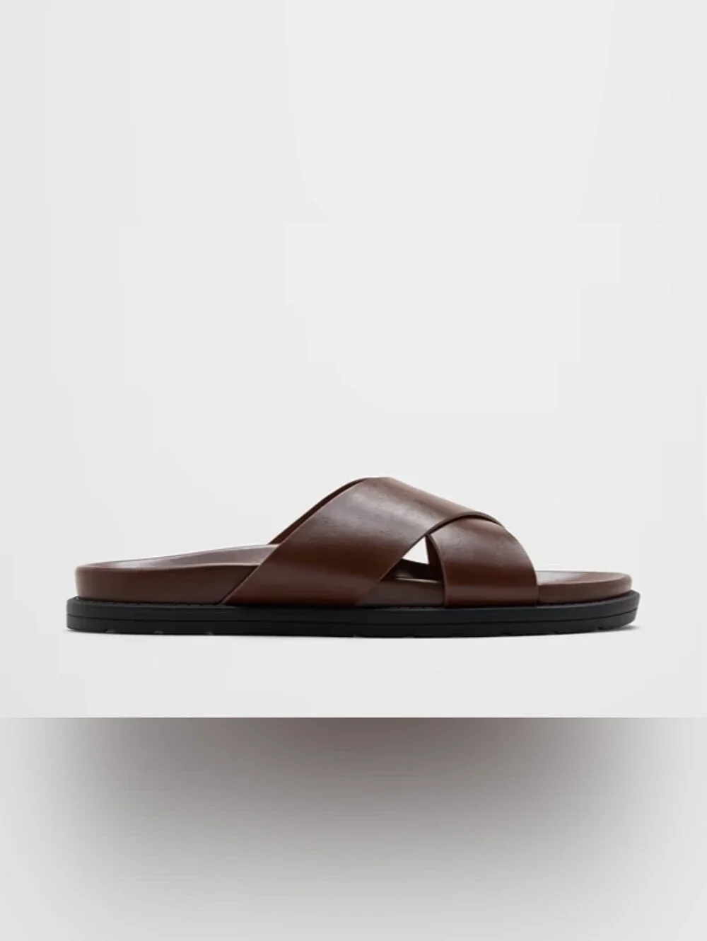 NWT Men's Vegan Leather Crossover Sandals Size 9.5 In Cognac By Banana Republic